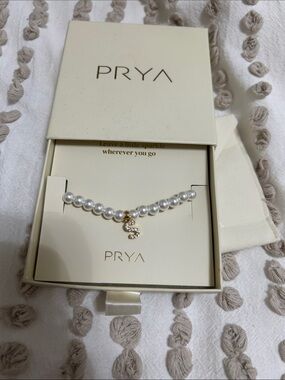 White Pearl Necklace with Gold Initial S Charm